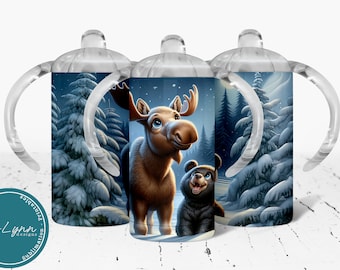 Moose Bear Kid Tumbler Kid Sippy Cup Wrap Digital Download Moose Bear Sublimation Design PNG Tumbler Wrap Moose Bear Lovers