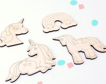 Wooden Unicorn Craft Blanks: DIY Party Theme