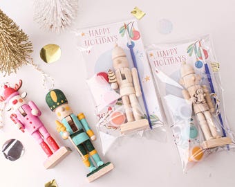 DIY Wooden Nutcracker Activity | Kids Stocking Stuffer| Easy Kids Holiday Christmas Classroom Handout | Holiday Kids Table Activity