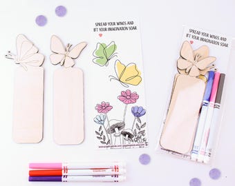 Butterfly DIY Kids Party Favor | DIY Butterfly Bookmark | Kids Birthday Spring Garden Birthday Party | Woodland Party Favor