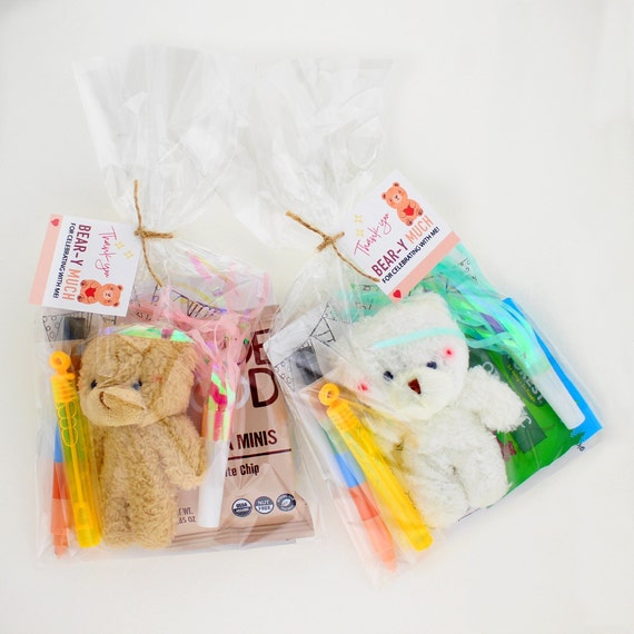 Teddy Bear Birthday Party Favor Bag: Keychain, Bubbles, Coloring Sheet