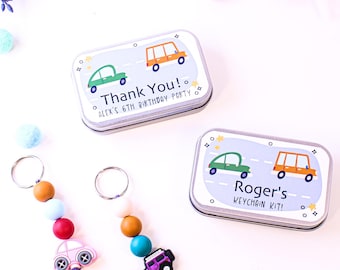 DIY Car Keychain Kit: Kids Party Favor Craft - Personalized Tin
