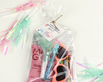 Beach Party Geschenktüte: Sonnenbrillen, Seifenblasen, Malseite
