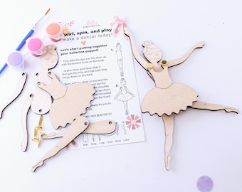 DIY Wooden Ballerina Puppet Kit: Birthday Party Favor Bag