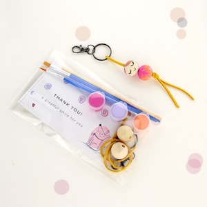 DIY Wooden Bead Keychain Kit: Kids Craft Party Favor