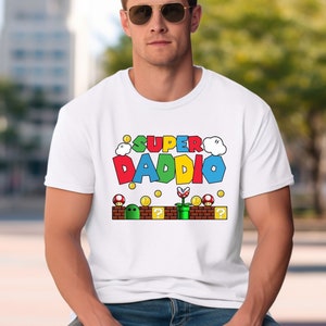 Fathers Day T Shirt, Super Daddio Gamer Dad Fun Gift Novelty TShirts, Trendy Dad Shirts,Funny Dad Gift T Shirt,Father Shirt,Gift for Husband