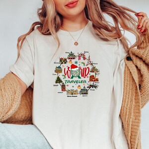 Disney Mickey Center Traveler Drink And Snack Around The World Christmas T-Shirt, Mickey&#39;s Very Merry Xmas Tee,Disney Gift,Christmas Holiday