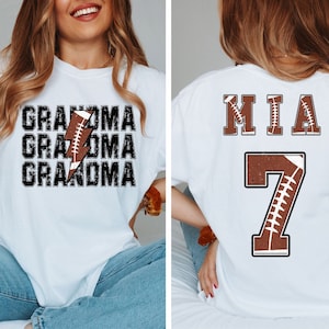 Custom Football Grandma Shirt, Game Day Shirt Football Season, Grandma Gift, Football Grandma Tee, Football Shirt,Personalized Jersey Number