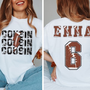 Custom Football Cousin Shirt, Football Cousin T Shirt, Football Cousin Shirt, Game Day Shirt, Football Season, Personalized Jersey Number