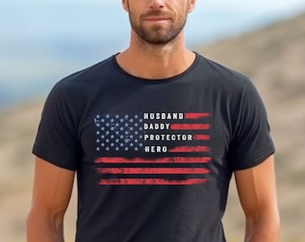 Dad USA Flag Patriotic Shirt, Fathers Day Gift For Father T-Shirt, Gifts For Dad, Patriotic Shirts For Men, Best Dad Gifts, Father Day Shirt