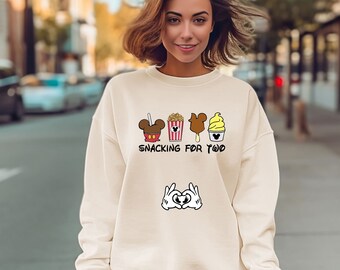 New Mom Shirt, Snacking For Two Pregnancy Announcement Sweater, Disney Shirts For Women, Funny Mom T-Shirt,Disney Vacation Sweatshirt,