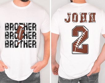 Benutzerdefinierte Fußball Bruder Shirt, Fußball Bruder T-Shirt, Fußball-Shirt, Spieltag Shirt Fußballsaison, Sport-Shirt, personalisierte Jersey Nummer