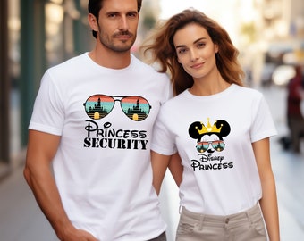 Koszulki z motywem Disney Princess Security, Koszulka z motywem Disney Princess, Nowe koszulki dla taty, Prezent dla taty od córki, Koszulki rodzinne Disneyland, Wycieczka do Disneya