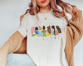Retro Disney Princess Shirt, Watercolor Princess Sweatshirt, Disney Trip T-Shirt, Disney Princess, Disneyworld Princess Gift, Magical Castle