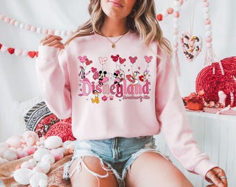 Disneyland Hearts Sweatshirt, Disneyland Valentines Sweater, Mickey And Friends Valentine Sweatshirt, Valentines Day Sweatshirt, Disney Gift