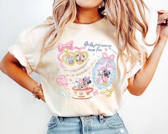 Camiseta Disney para niñas, camiseta "Just Wanna Have a Fun", camiseta de verano de Minnie y Daisy de Disney, camiseta para niñas "Just Wanna Have Disney Besties" (sudadera)