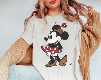Camiseta clásica de Disney con pose de Minnie Mouse, camiseta de Minnie, camiseta de vacaciones en Disneyland, camiseta retro de Disney, camiseta vintage de pareja, viaje de Minnie