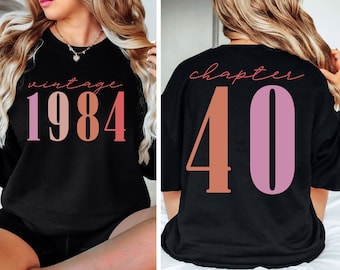 Classic 1984 Shirts For Women, Vintage 40th Birthday Year Number TShirt For Him, 40th Milestone Best Friend Bday Gift For Her, 40 Bday Shirt