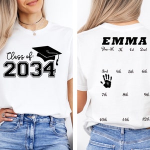 Back To School Shirt, Klasse von 2036 Shirt Handprint, Wachsen Sie mit mir Shirt, Handprint Shirt für Vorschule bis 12., Handprint Abschluss-T-Shirt