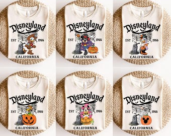 Vintage Disneyland Halloween All Characters Shirts, Mickey And Friends Halloween Shirt, Halloween Party, Disney Family Halloween Shirts
