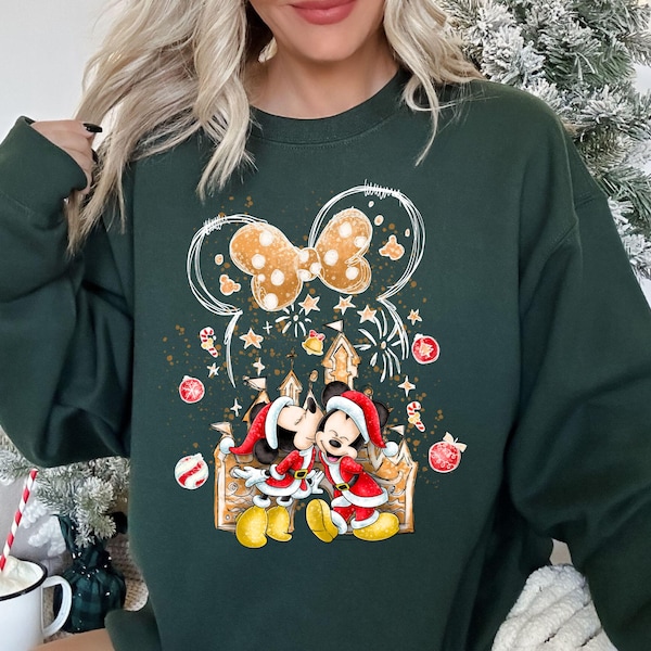 Vintage Mickey Minnie Christmas Sweatshirt, Retro Disney Christmas Shirt, Disney Christmas Couple Shirt, Disney Shirt,Christmas Mouse TShirt