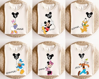 Custom Disney Birthday Shirt Mickey Mouse Balloon Shirt Personalized Mickey & Friends Birthday Sweatshirt Custom Personalized Birthday Gift
