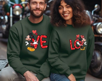 Disney Couple Sweatshirt, Minnie and Mickey Matching Shirt, Minnie Shirt, Mickey Shirt. Disney Love Shirt,Valentine's Day T-Shirt,Love Shirt
