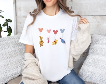 Winnie The Pooh Mickey Balloon Shirt, Vintage Pooh Bear Shirt, Disney Family Trip Shirt, Disneyworld Shirt,The Pooh Shirt,Valentines Day Tee