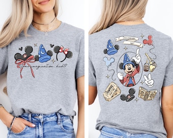 Camiseta Disney Coquette Bow Mickey Sorcerer Some Imagination Huh, camiseta Walt Disney Fantasia Mickey, camiseta de viaje a Disneyland, sudadera Disney