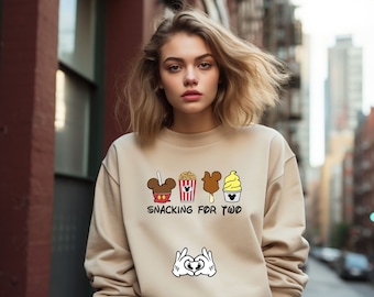 Disney Vacation Sweatshirt, New Mom Shirt, Snacking For Two Pregnancy Announcement Sweater, Disney Shirts For Women, Funny Mom to be T-Shirt