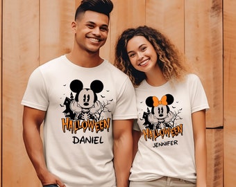 Camiseta familiar personalizada de Halloween de Disney, camiseta de Mickey y Minnie, camiseta de esqueleto de Halloween, camiseta de Disney World, regalo de Halloween personalizado