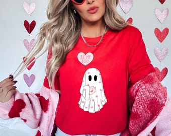 Be My Boo Sweatshirt, Ghost Sweater, Valentines Day Gift, XOXO Sweatshirt, Women Valentines Day Sweatshirt, Heart Sweatshirt,Girlfriend Gift