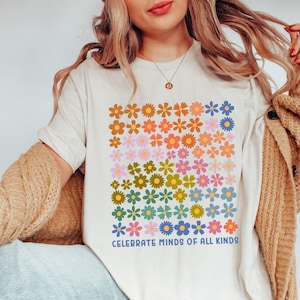Celebrate Minds of All Kinds Shirts, Neurodiversity Shirt, Autism Awareness Shirt, ADHD Shirt, Autism Acceptance Gift for Special,Trendy Tee