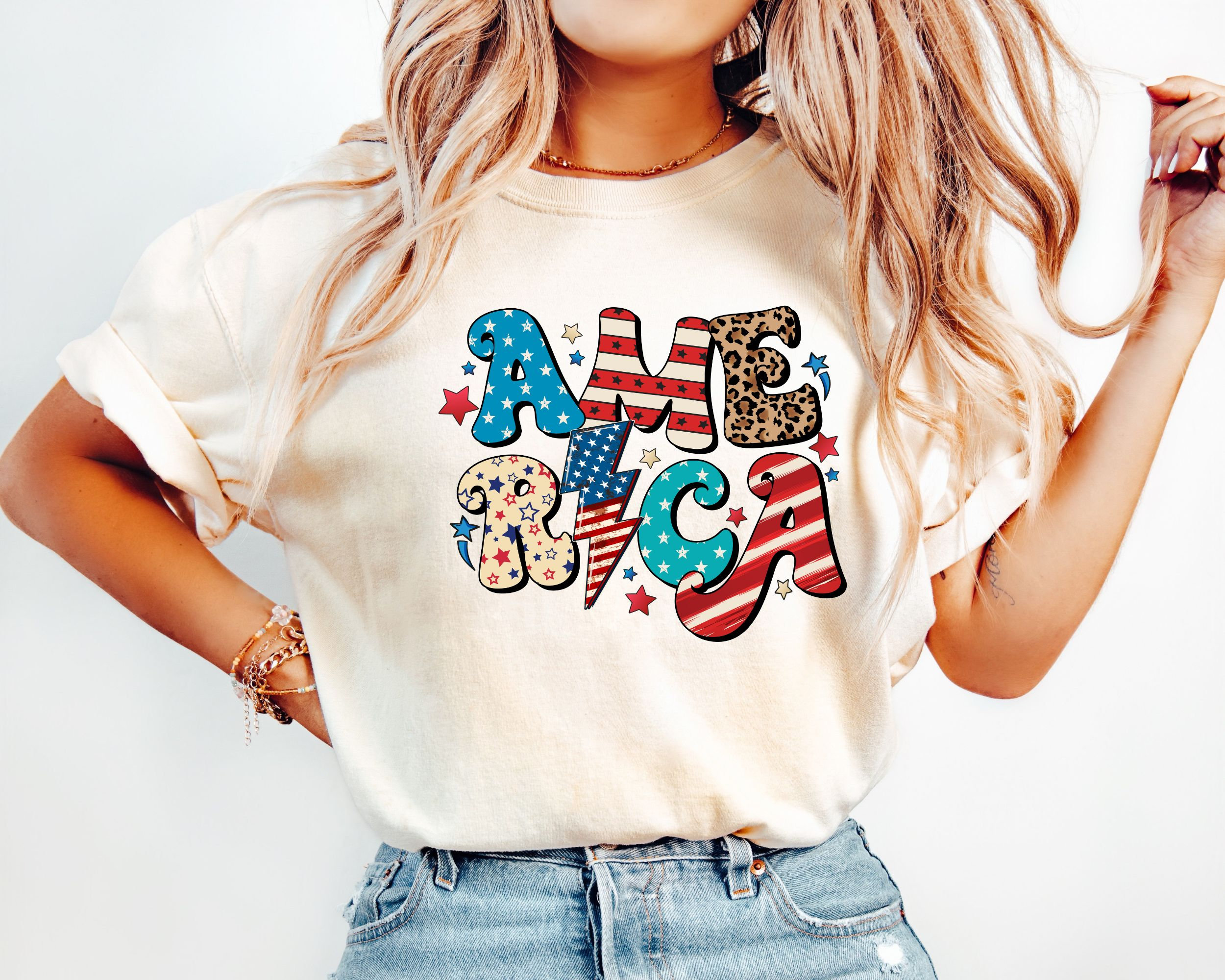 Maglietta Donna Con Bandiera USA A Righe Ricamate – Top Patriottico 4 Luglio, Cotone, Vestibilità Comoda - 3