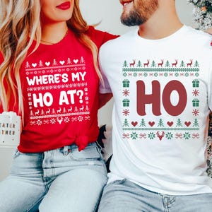 Where&#39;s My Ho At Matching Ugly Christmas Sweater, Funny Couples Christmas Sweatshirt, Humorous Couples Ugly Christmas, Couples Christmas Tee