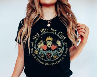 Camiseta de villanos de Disney, camiseta retro del Club de Brujas Malas, camiseta vintage de vacaciones en parques de Disney de Úrsula, Maléfica y la Reina Malvada, regalo de Halloween