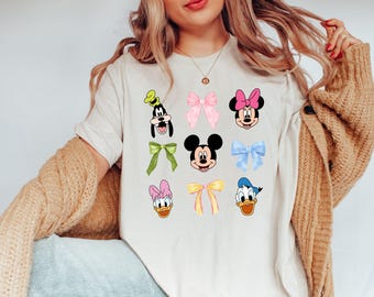 Mickey Friends Baby Tee, Minnie Bow Coquette, Womens Disneyworld T-shirt, Bow Pluto Daisy Donald Shirt, Cute Disney Top Shirt, Disney Gift