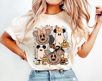 Retro Mickey Minnie Halloween Couple Shirts, Mickey Ghost Shirt, Minnie Ghost Shirt, Spooky Season Shirt, Disney Halloween Gift, Disneyland