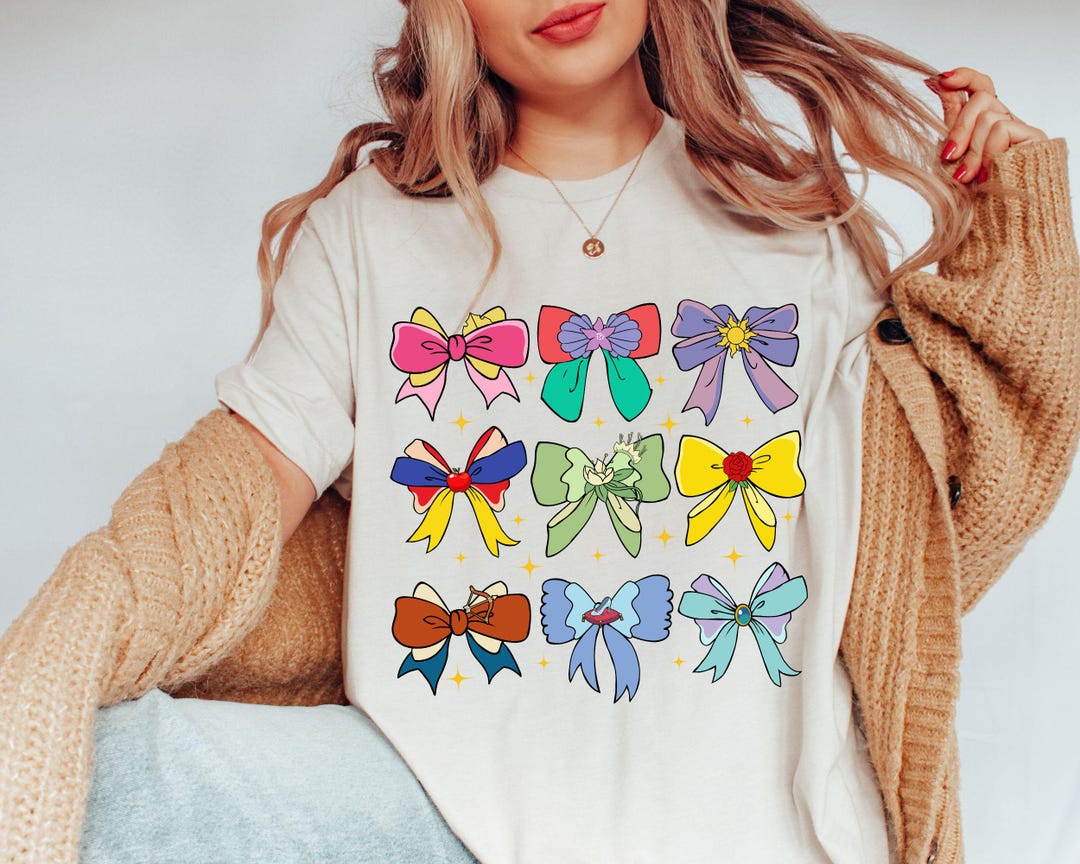 Disney Princess Cute Ribbons and Bows Pastel Colors Logo T-shirt ...