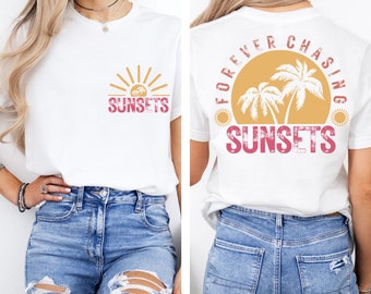 Chasing Sunsets Shirt, Retro Summer T-Shirt, Retro Beach Shirts, Tropical Summer Shirt, Aesthetic Summer Shirt, Holiday Shirt, Trip Shirts