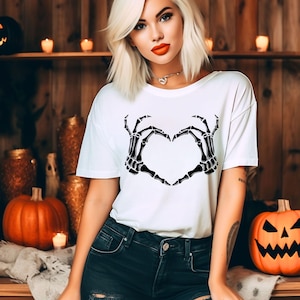 Skeleton Hand Shirt, Skeleton Halloween Shirt, Womens Halloween Shirt, Spooky Season Shirt, Halloween Gift,Halloween Skeleton Boyfriend Gift
