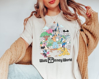 Camiseta retro de colores cómodos de Walt Disneyworld, camiseta vintage de Disneyworld, camiseta de Mickey y sus amigos, camiseta retro de Disney, camiseta de viaje a Disney 2025