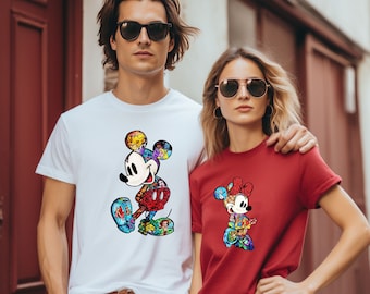 Koszulka dla pary Mickey i Minnie, Koszulka dla miłośników Disneya, Słodka koszulka Mickey, Słodka koszulka Minnie, Koszulka pasująca do Disneya na Walentynki, Prezent dla niego