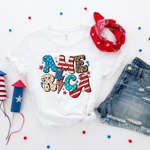 Red White and Blue, America Tee, Fourth of July Shirt T-Shirt, USA Shirt, Summer BBQ T-Shirt,Women&#39;s 4th of July,America 4th of July Shirt