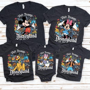 Retro Walt Disney&#39;s Disneyland All Characters Shirt, Disneyland Shirt, Personalized Disney Tee, Disney Family Trip Shirt, Mickey and Friends