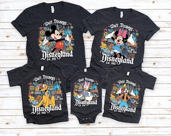 Retro Walt Disney's Disneyland All Characters Shirt, Disneyland Shirt, Personalized Disney Tee, Disney Family Trip Shirt, Mickey and Friends