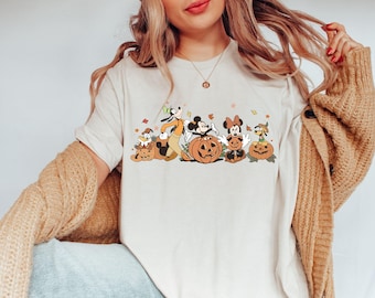 Musse Pigg och vänner hösttröja, Disneyland höstvibbar t-shirt, Disney familj Halloween-resa Magic Kingdom tröja Disney pumpa