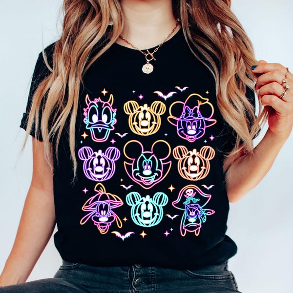 Mickey & Friends Ghost Disney Halloween-shirt, Mickey's Not So Scary Halloween-feest 2025, WDW Disneyland Family Halloween, Neon Disney-T-shirt