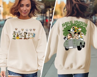 Felpa bifacciale Disney Animal Kingdom, maglietta coordinata con palloncini safari di Topolino e i suoi amici, maglietta con motivo Disney Safari per famiglie, maglietta Disney Safari