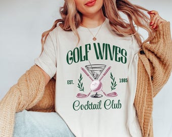 Camiseta del Club de Cócteles para Esposas de Golfistas, Camiseta del Club Social de Esposas de Golfistas, Camiseta de Golf para Mujer, Conjunto para Club de Campo, Regalos para Ella, Camiseta de Golf, Regalo para Esposa